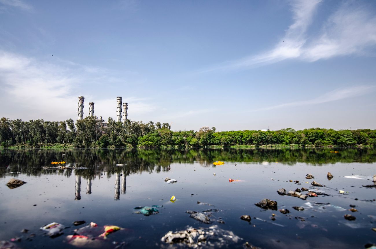 Waterway beside industrial land